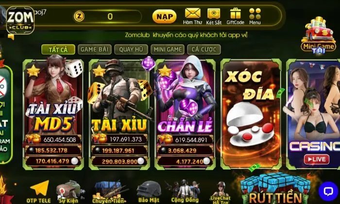 Vô vàn trò chơi hấp dẫn tại Zomclub